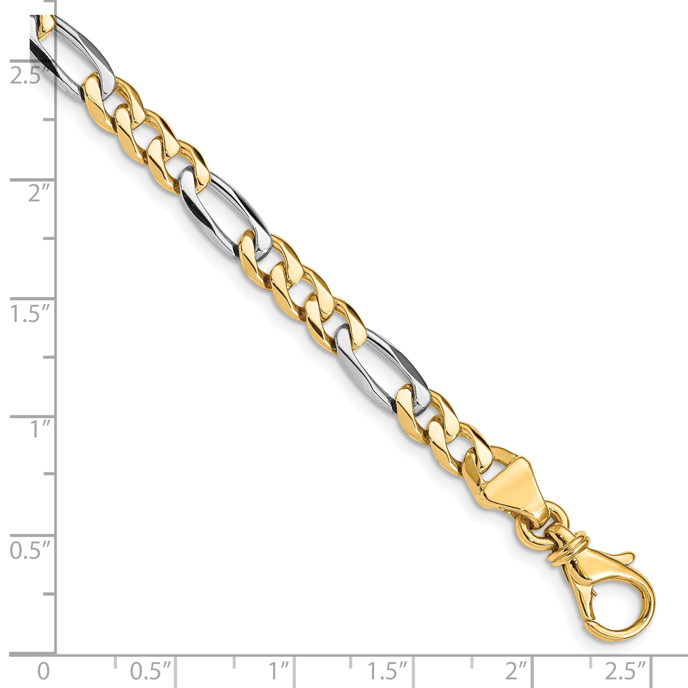7 Inch 10K Two-Tone 5.8mm Hand Polished Fancy Link Chain Bracelet