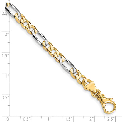 7 Inch 10K Two-Tone 5.8mm Hand Polished Fancy Link Chain Bracelet