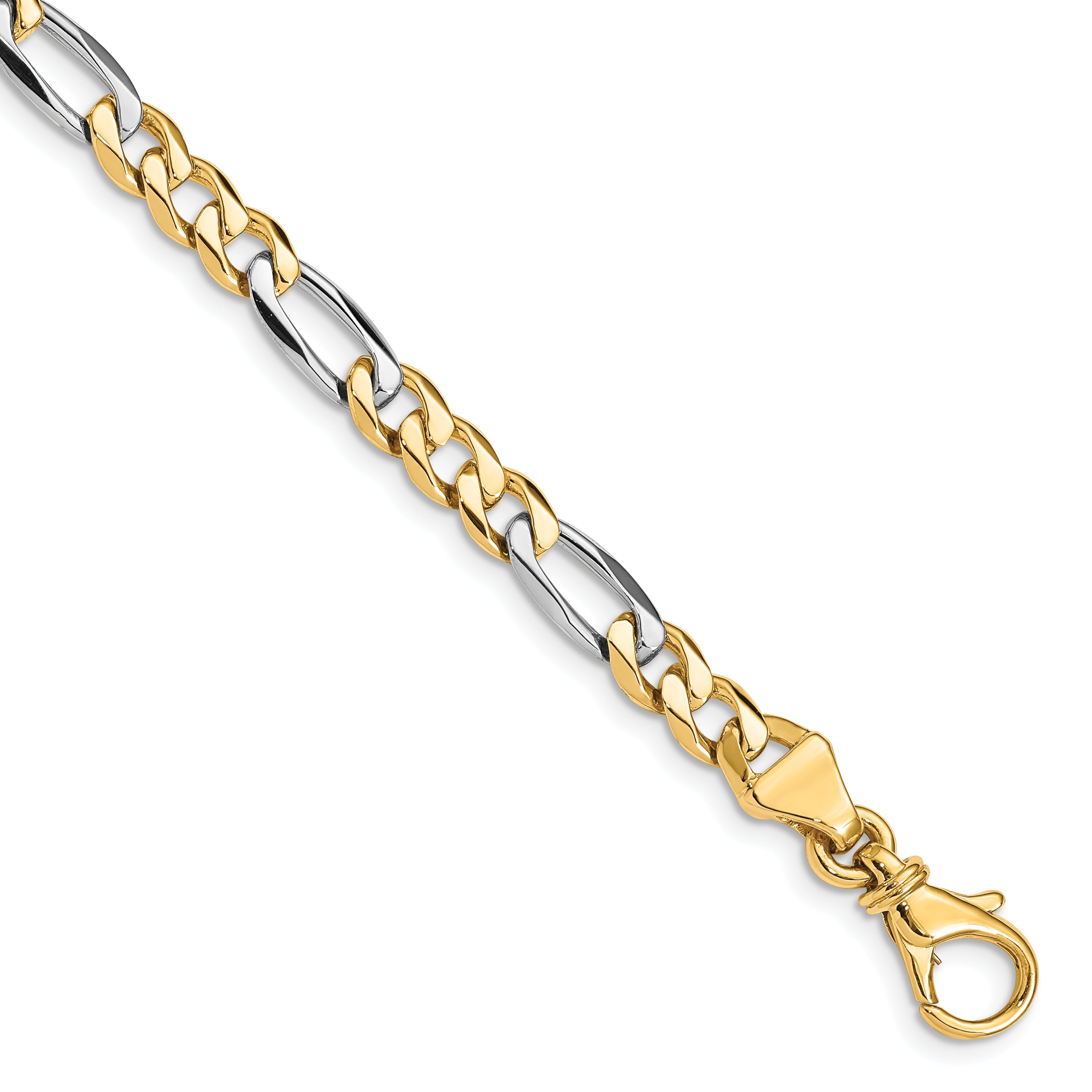 7 Inch 10K Two-Tone 5.8mm Hand Polished Fancy Link Chain Bracelet