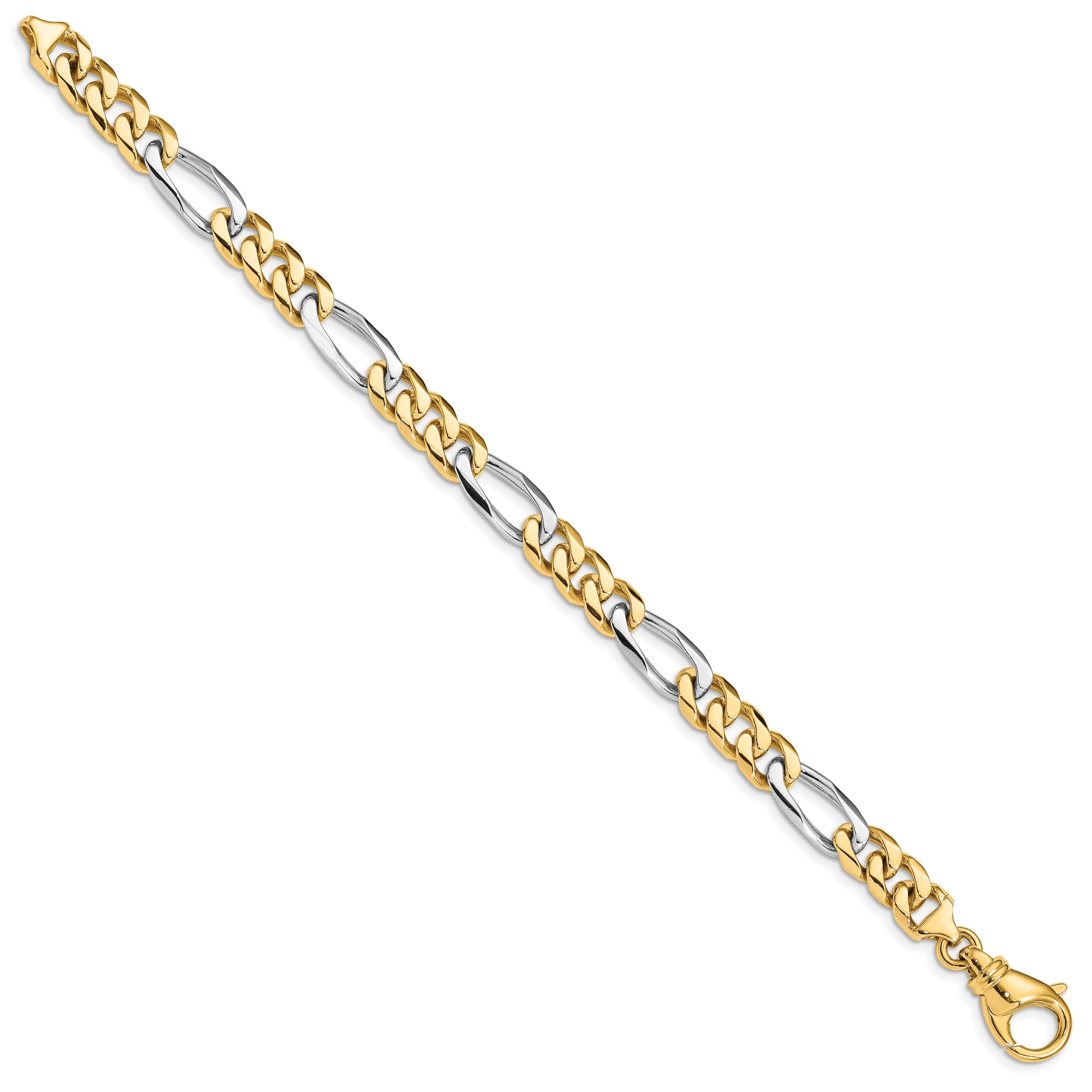 10K Two-Tone 7.85mm Hand Polished Fancy Link Bracelet