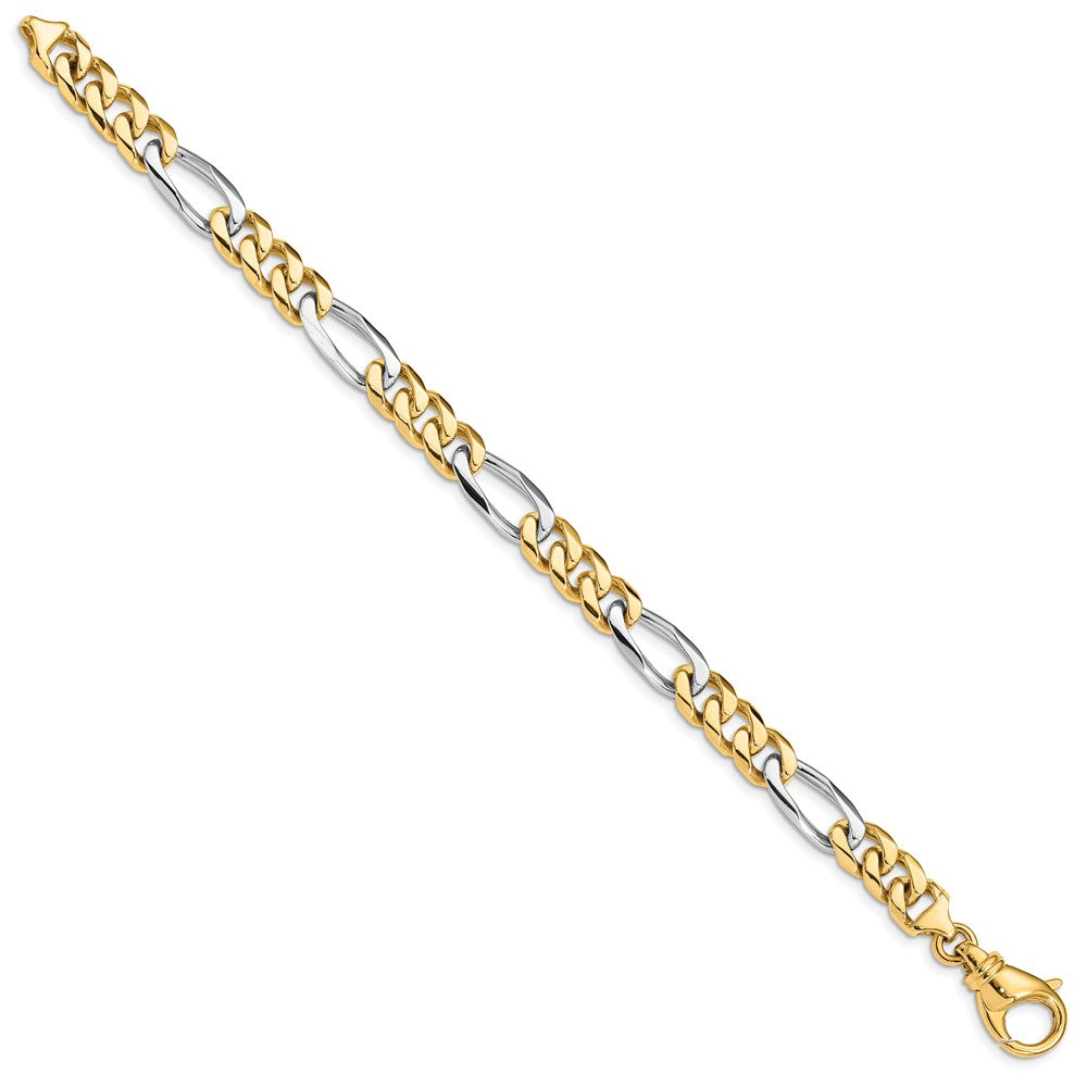 9 Inch 10K Two-Tone 7.85mm Hand Polished Fancy Link Chain Bracelet