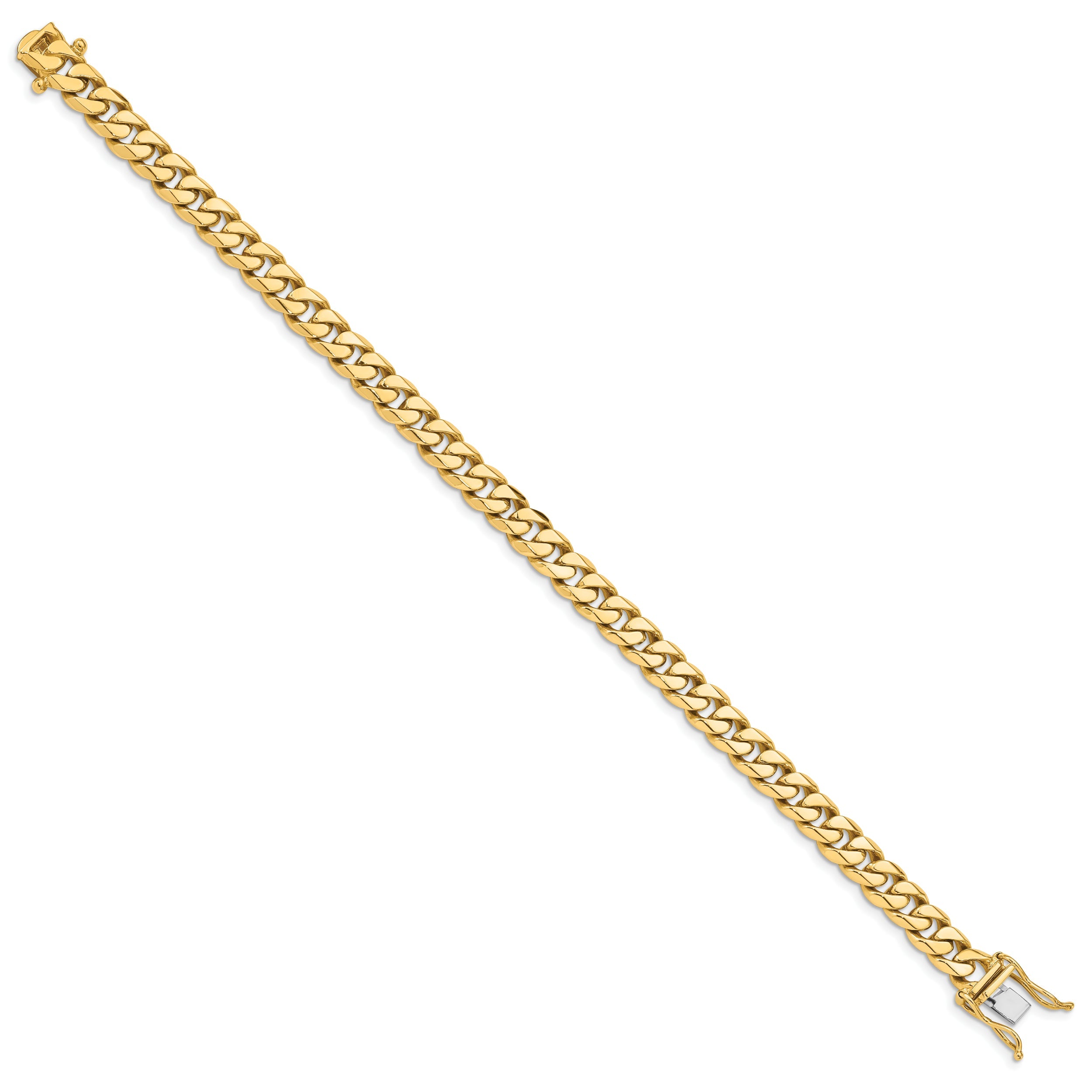 8.25 Inch 10K Yellow Gold 7mm Hand-Polished Miami Cuban Chain Bracelet