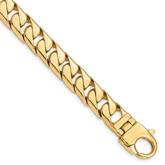 8.25 Inch 10K Yellow Gold 10.20mm Hand-Polished Long Link Half Round Curb Chain Bracelet