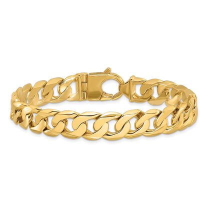 10K Yellow Gold 11mm Hand Polished Fancy Curb Link Bracelet