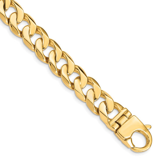 10K Yellow Gold 11mm Hand Polished Fancy Curb Link Bracelet