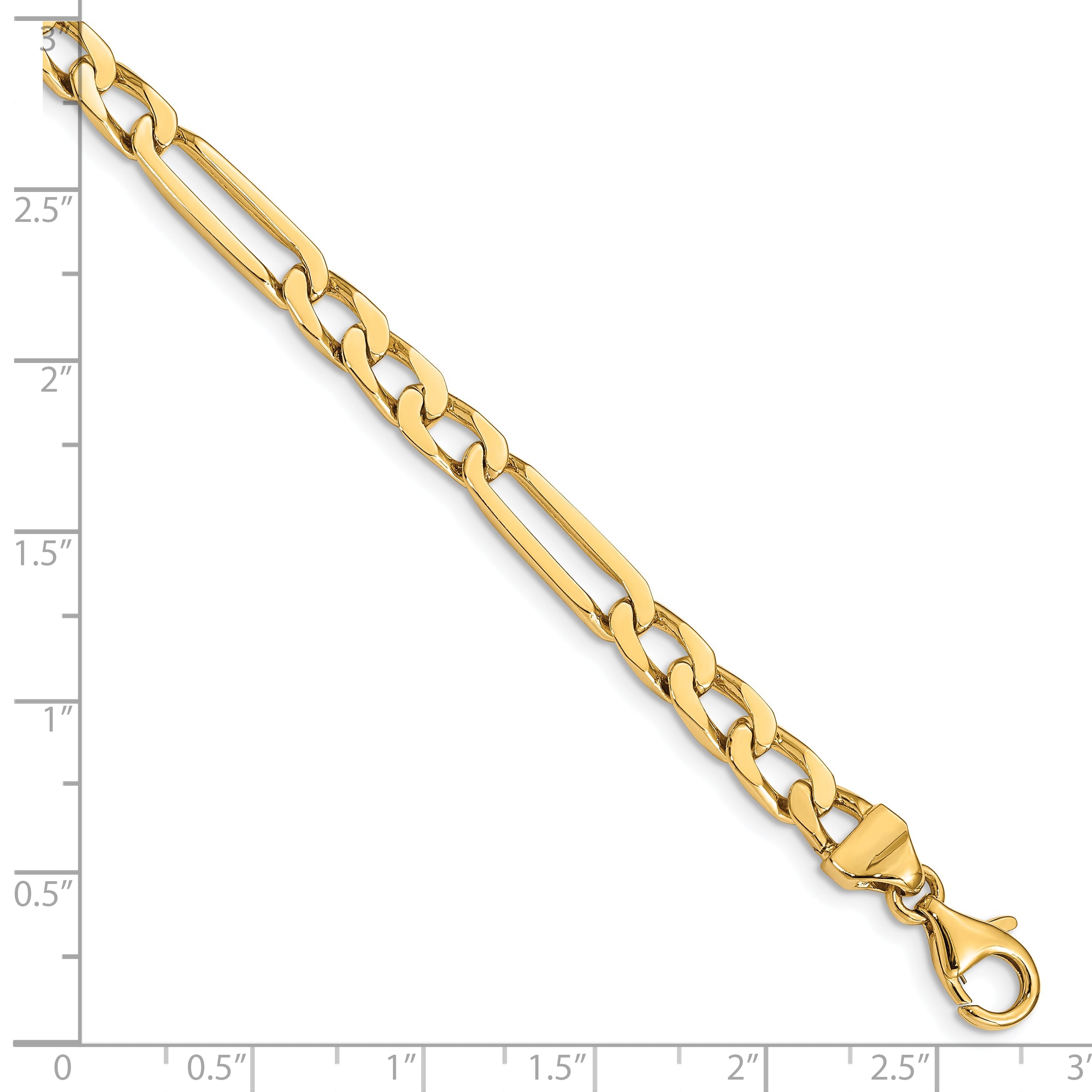 10K Yellow Gold 5mm Hand-Polished Figaro Link Bracelet
