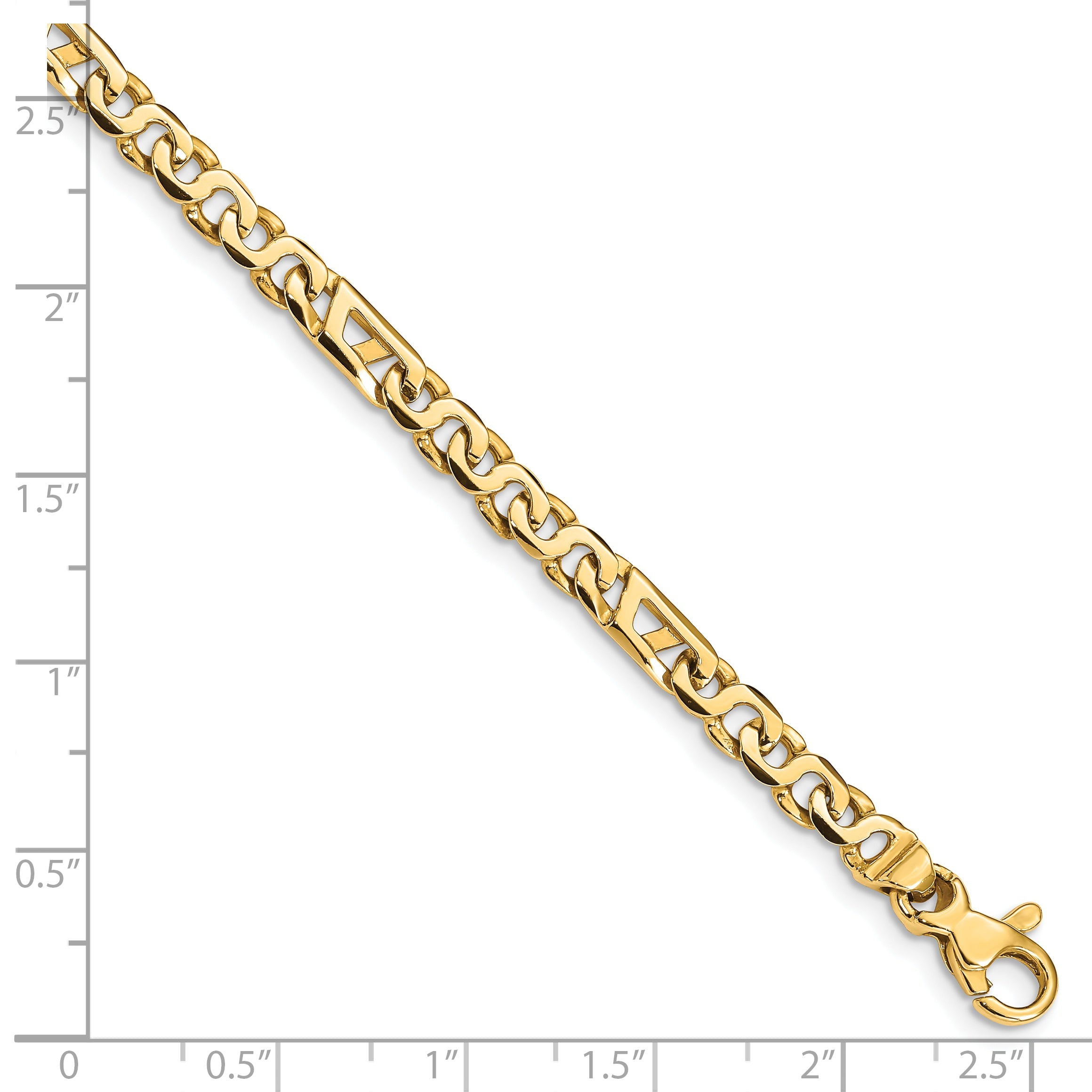10K Yellow Gold Hand Polished 4.3mm Fancy Link Bracelet