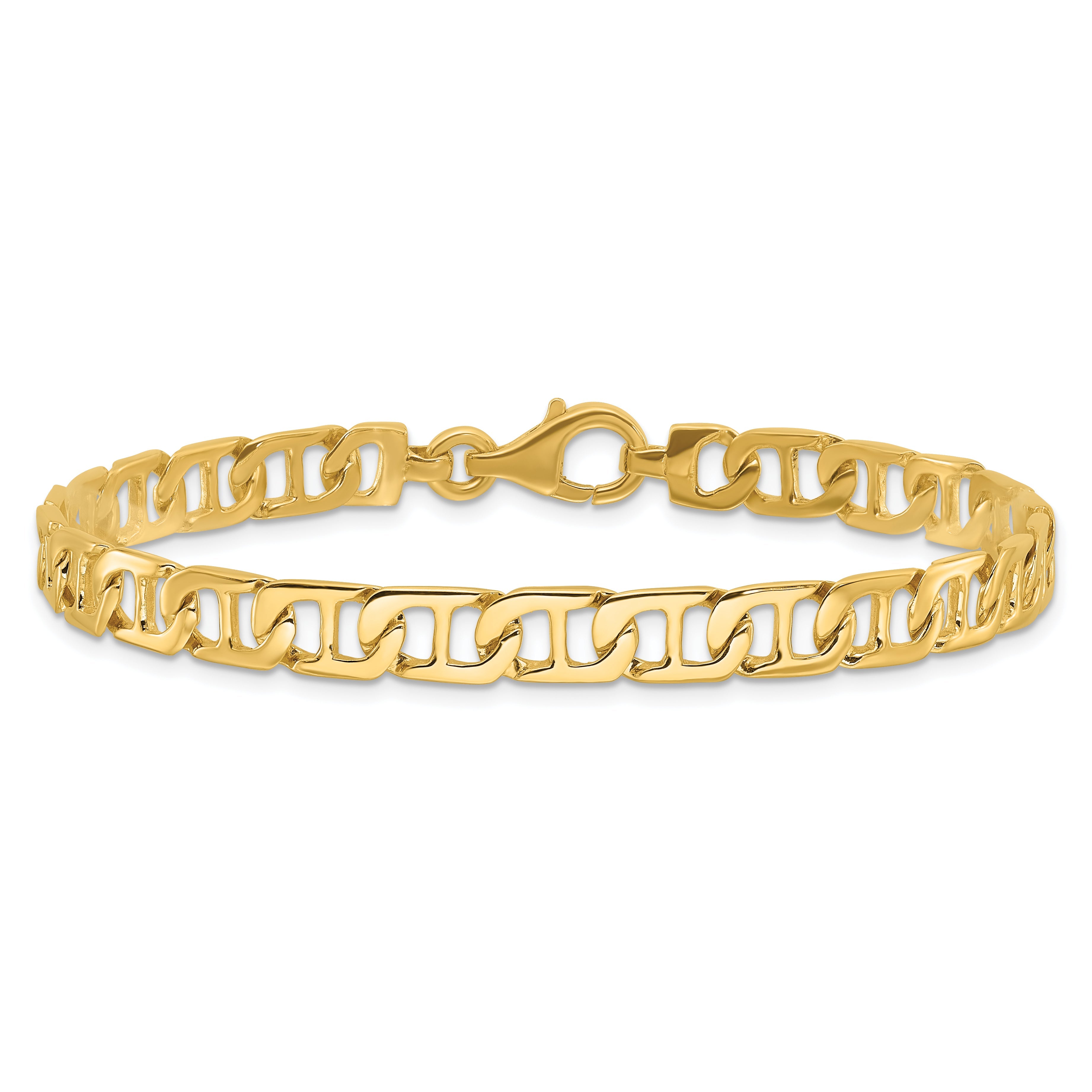 10K Yellow Gold 6.5mm Hand-Polished Fancy Anchor Link Bracelet