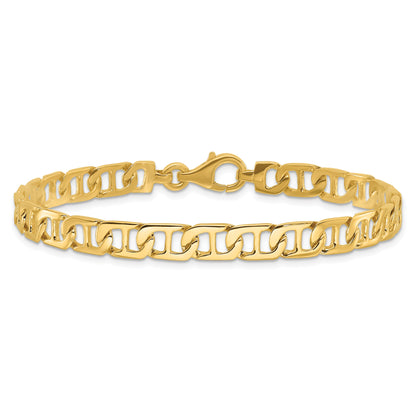 10K Yellow Gold 6.5mm Hand-Polished Fancy Anchor Link Bracelet