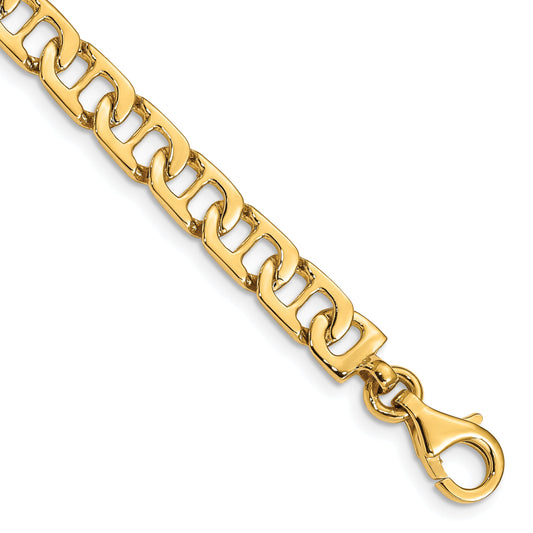 10K Yellow Gold 6.5mm Hand-Polished Fancy Anchor Link Bracelet