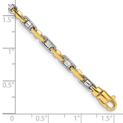 7.25 Inch 10K Two-Tone 3.5mm Fancy Link Chain Bracelet