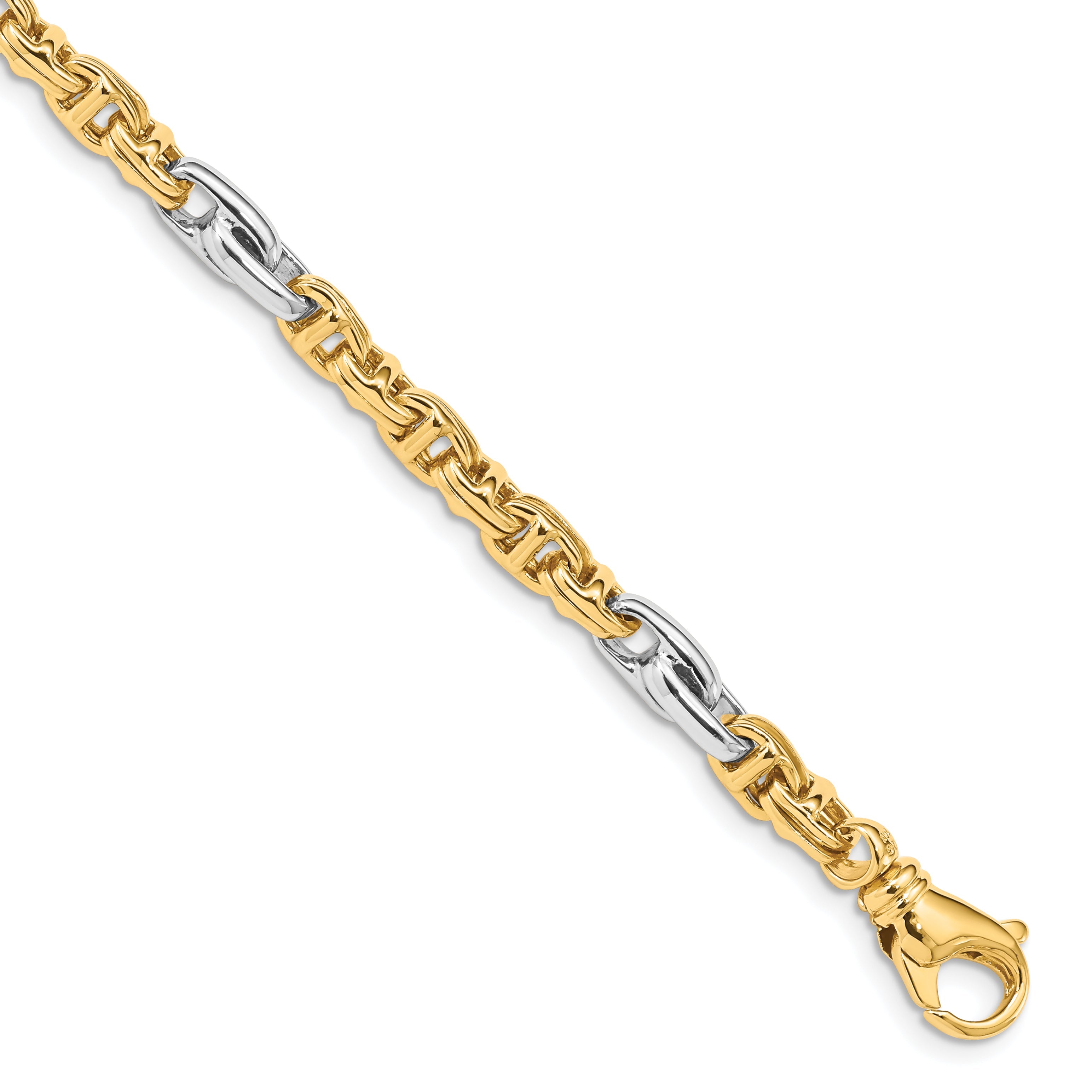 10K Two-Tone 5.38mm Hand-Polished Fancy Link Bracelet