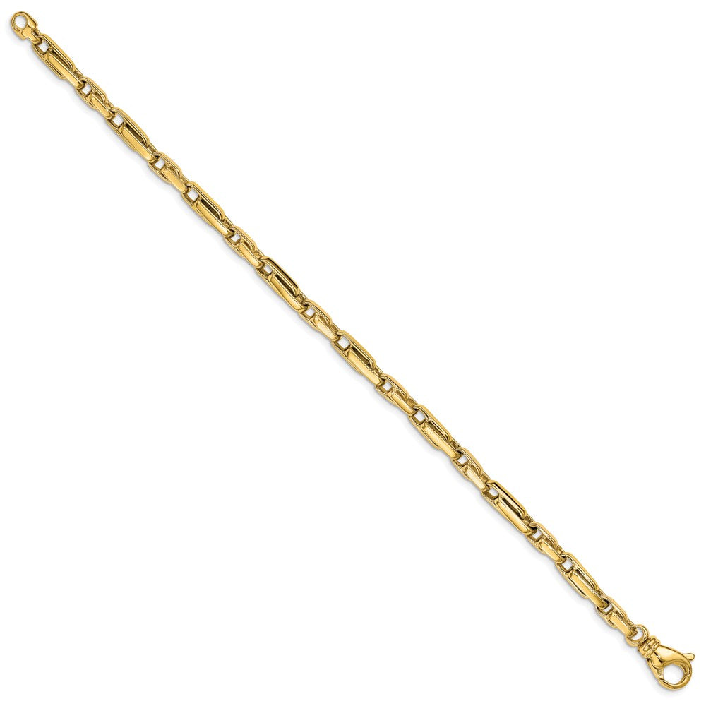 9 Inch 10K Yellow Gold 5mm Hand-Polished Fancy Link Chain Bracelet