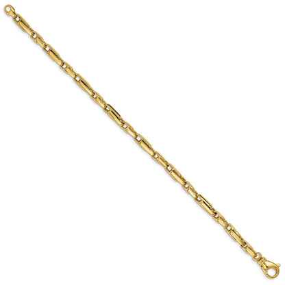 9 Inch 10K Yellow Gold 5mm Hand-Polished Fancy Link Chain Bracelet