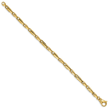 10K Yellow Gold 5mm Hand-Polished Fancy Link Bracelet