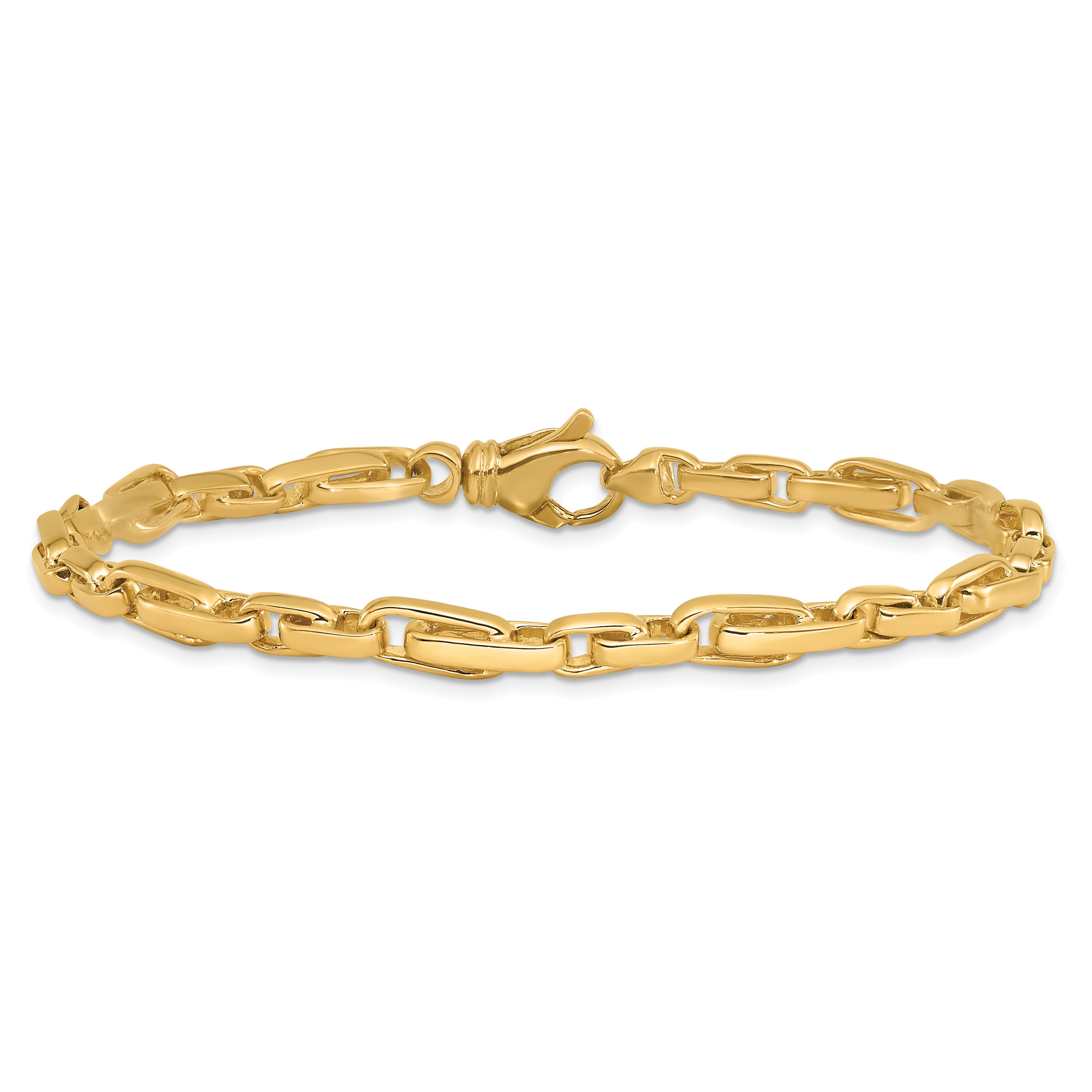 9 Inch 10K Yellow Gold 5mm Hand-Polished Fancy Link Chain Bracelet