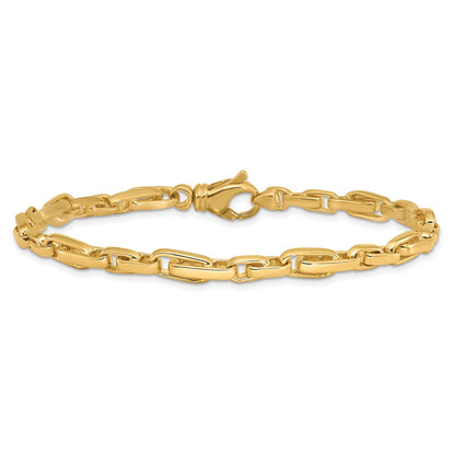 9 Inch 10K Yellow Gold 5mm Hand-Polished Fancy Link Chain Bracelet