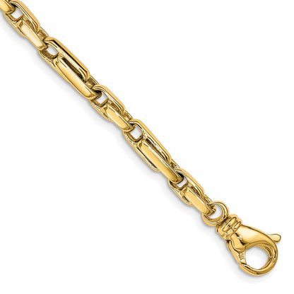 9 Inch 10K Yellow Gold 5mm Hand-Polished Fancy Link Chain Bracelet