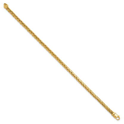 10K Yellow Gold 4.4mm Hand-Polished Flat-Edged Woven Link Bracelet