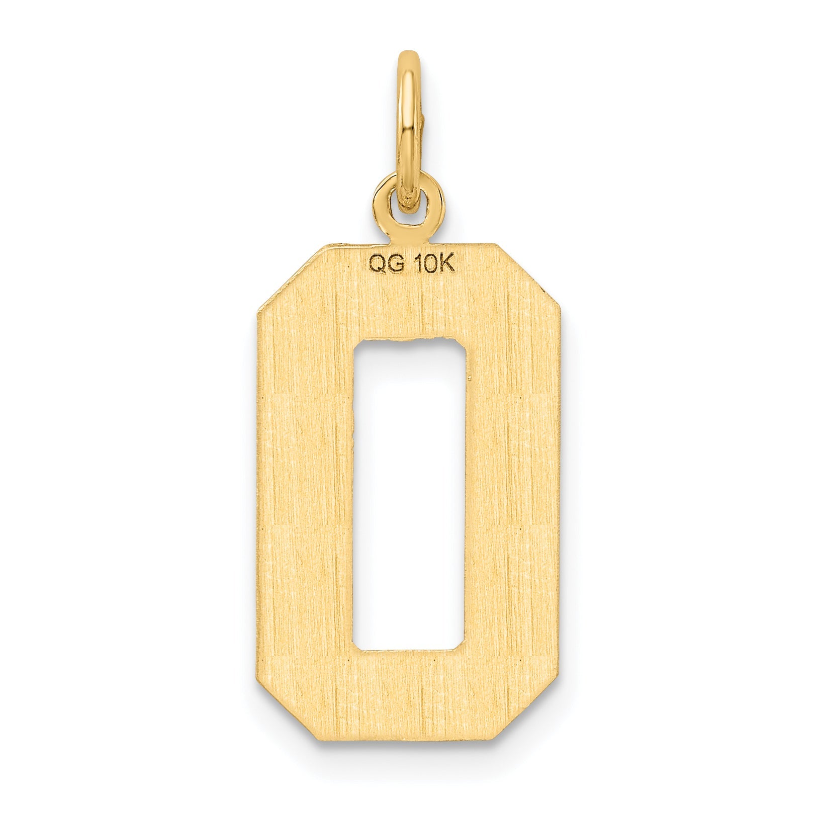 10K Yellow Gold Large Brushed Diamond-Cut Number 0 Charm