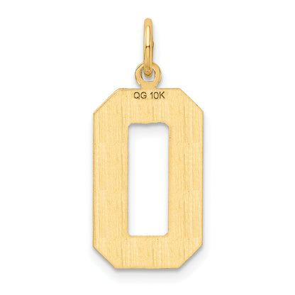 10K Yellow Gold Large Brushed Diamond-Cut Number 0 Charm