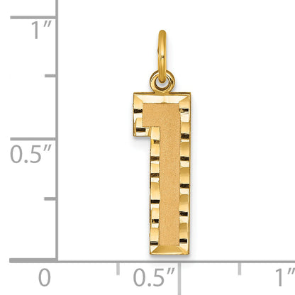 10K Yellow Gold 10Ky Casted Large Diamond Cut Number 1 Charm