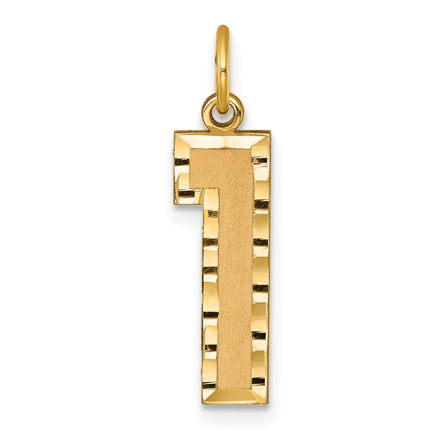 10K Yellow Gold 10Ky Casted Large Diamond Cut Number 1 Charm