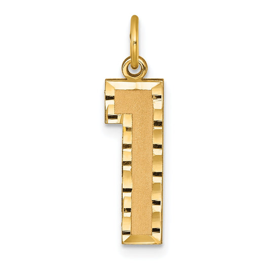 10K Yellow Gold 10Ky Casted Large Diamond Cut Number 1 Charm