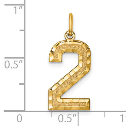 10K Yellow Gold 10Ky Casted Large Diamond Cut Number 2 Charm