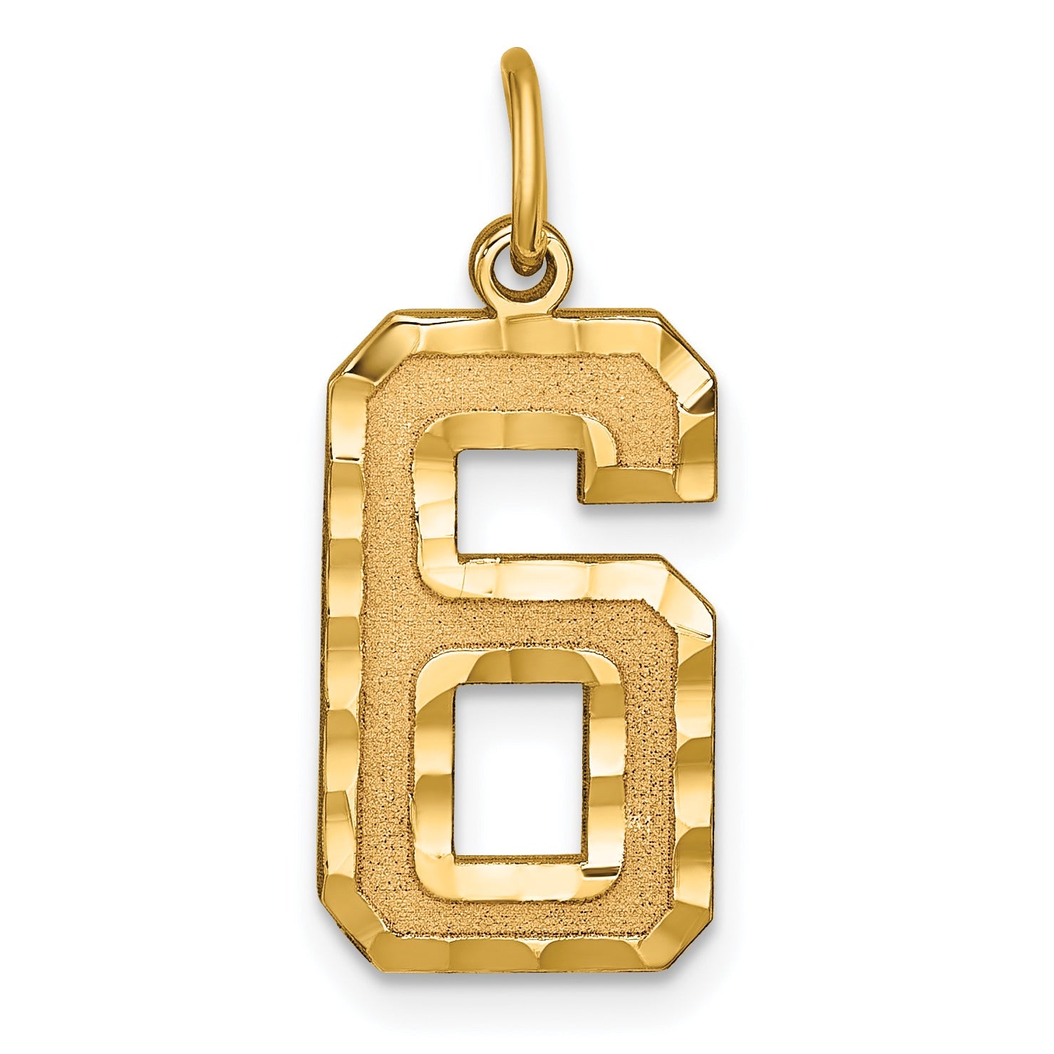 10K Yellow Gold 10Ky Casted Large Diamond Cut Number 6 Charm