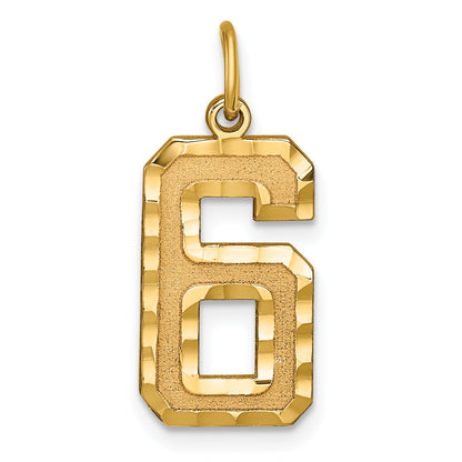 10K Yellow Gold 10Ky Casted Large Diamond Cut Number 6 Charm