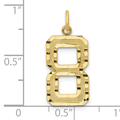 10K Yellow Gold 10Ky Casted Large Diamond Cut Number 8 Charm