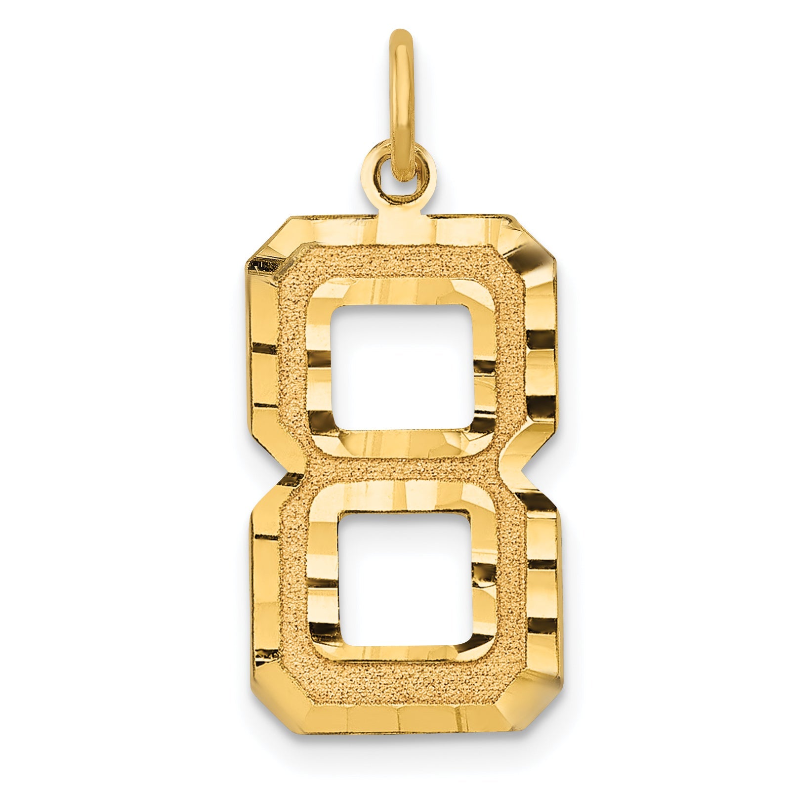 10K Yellow Gold 10Ky Casted Large Diamond Cut Number 8 Charm