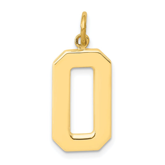 10K Yellow Gold Large Polished Number 0 Charm