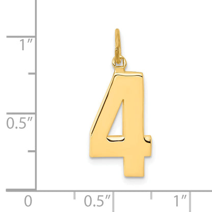 10K Yellow Gold Large Polished Number 4 Charm