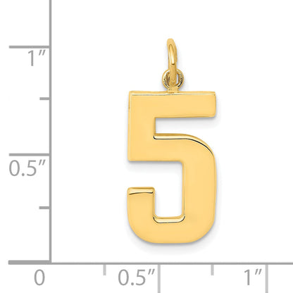 10K Yellow Gold Large Polished Number 5 Charm