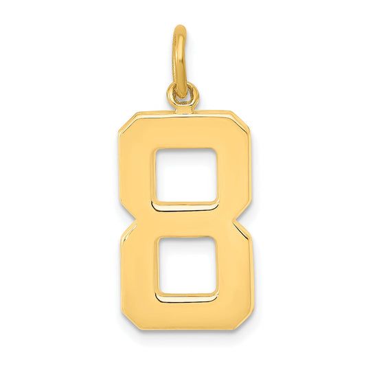 10K Yellow Gold Large Polished Number 8 Charm