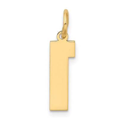 10K Yellow Gold Medium Satin Number 1 Charm