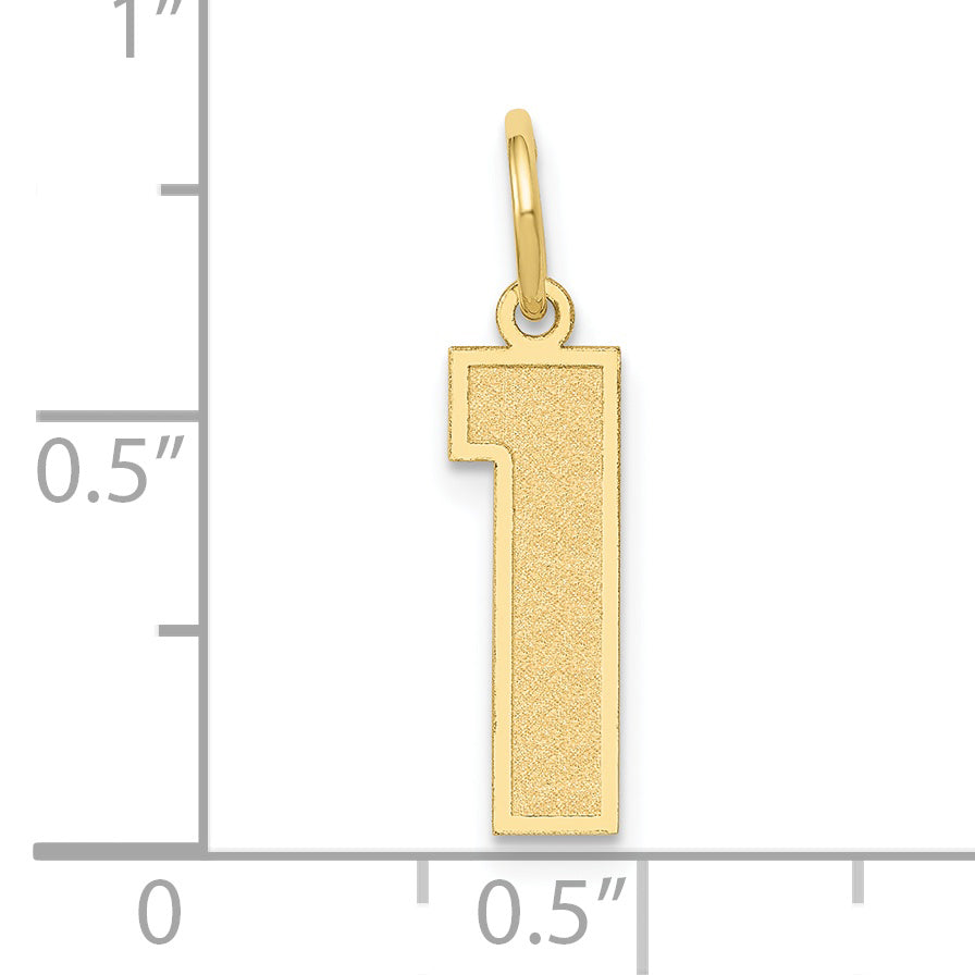 10K Yellow Gold Medium Satin Number 1 Charm
