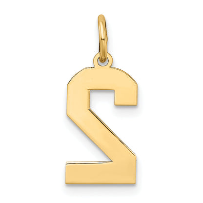 10K Yellow Gold Medium Satin Number 2 Charm