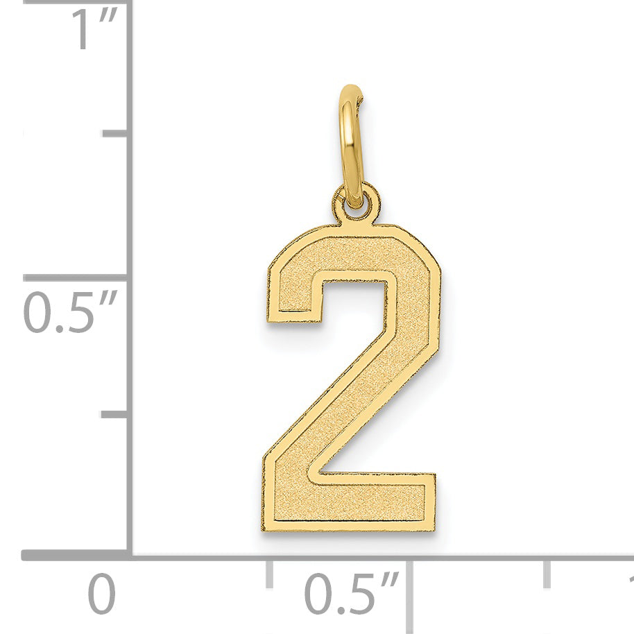 10K Yellow Gold Medium Satin Number 2 Charm