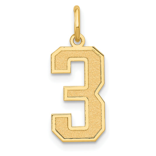 10K Yellow Gold Medium Satin Number 3 Charm