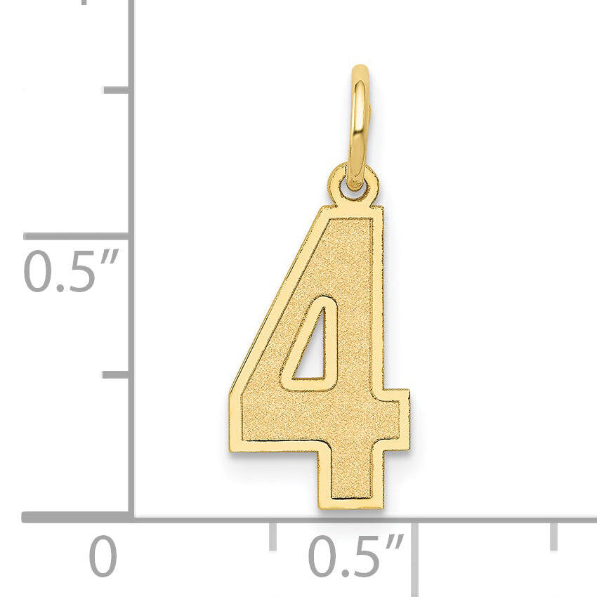 10K Yellow Gold Medium Satin Number 4 Charm