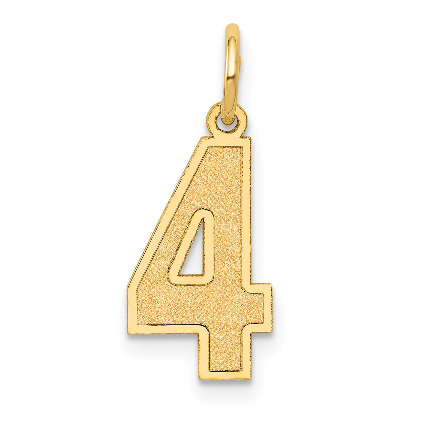 10K Yellow Gold Medium Satin Number 4 Charm