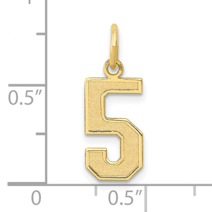 10K Yellow Gold Medium Satin Number 5 Charm