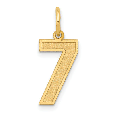 10K Yellow Gold Medium Satin Number 7 Charm