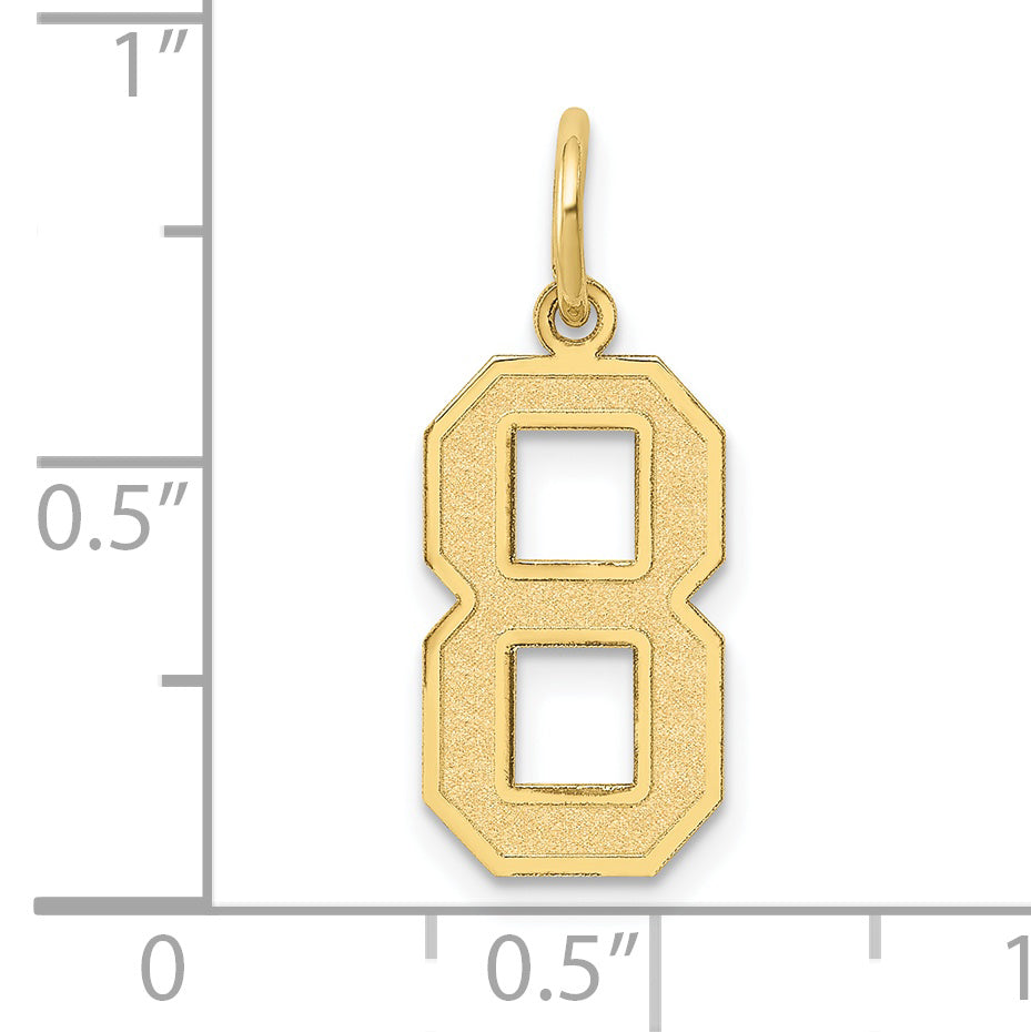 10K Yellow Gold Medium Satin Number 8 Charm