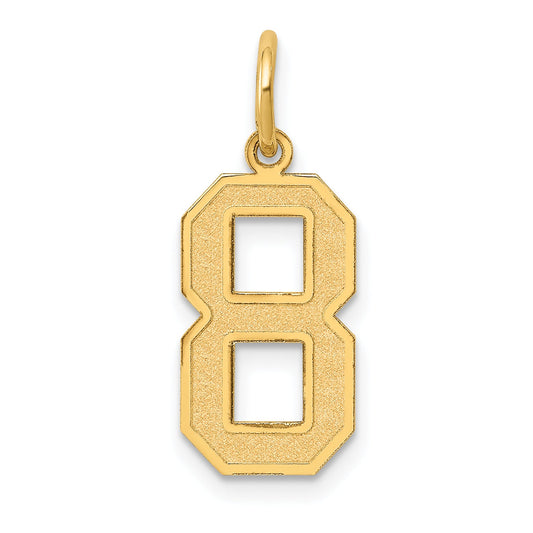 10K Yellow Gold Medium Satin Number 8 Charm