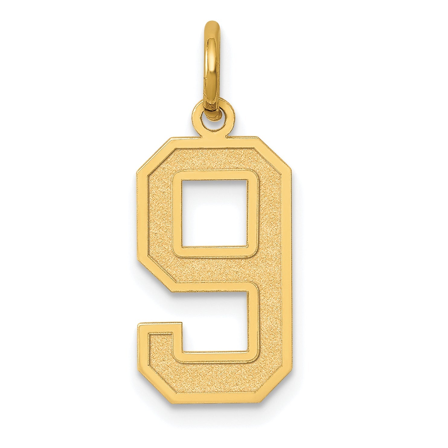 10K Yellow Gold Medium Satin Number 9 Charm