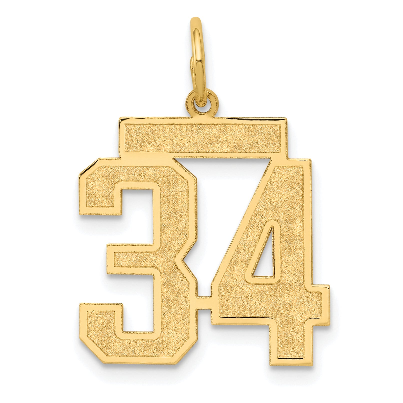 10K Yellow Gold Medium Satin Number 34 Charm